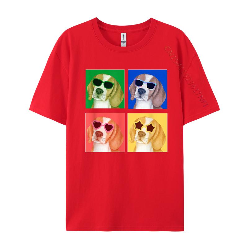 Cute Beagle Dog Colorful Retro TShirt New Coming Custom T Shirts Cotton Tees For Men 3D Printed Tight