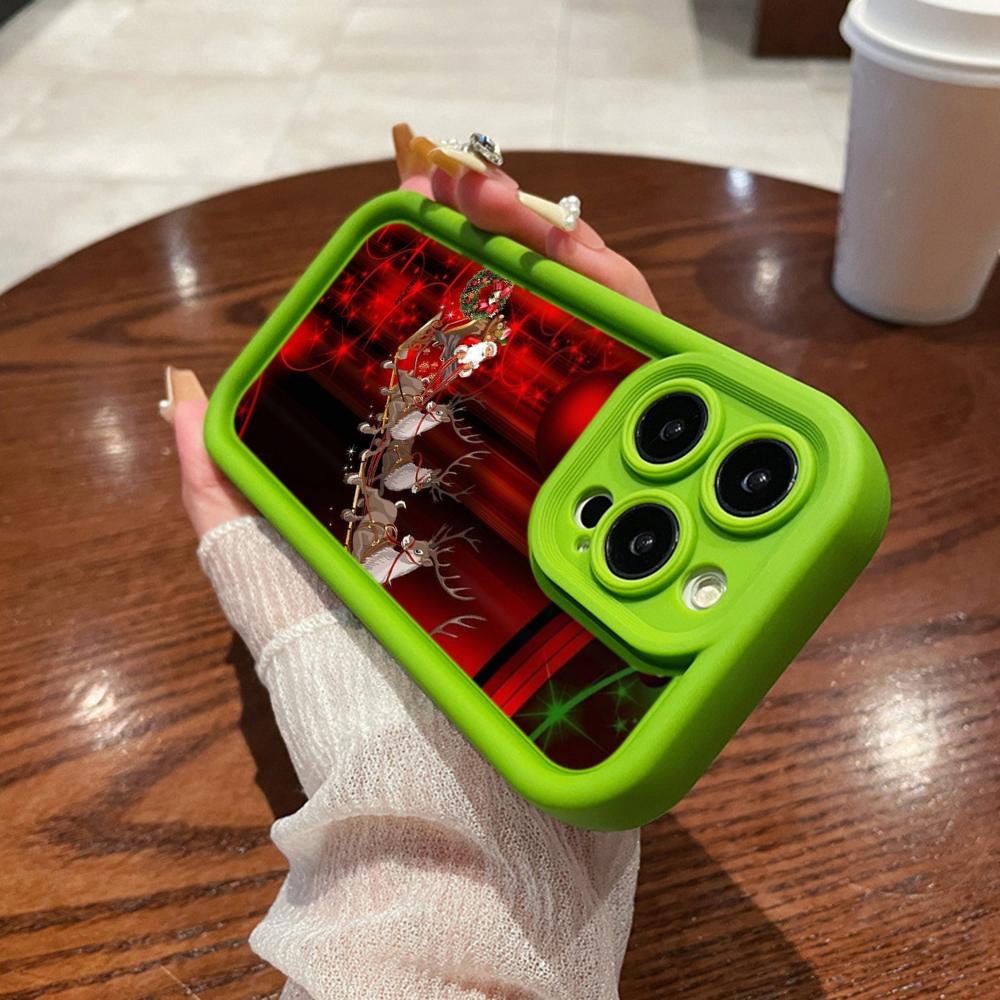 N105 Christmas Happy New Year Art Soft Angel Eyes Phone Cases for iPhone 16 15 14 13 11 Pro Max 8 7 6s Plus 12 Mini XR XS Max SE Shockproof Cover