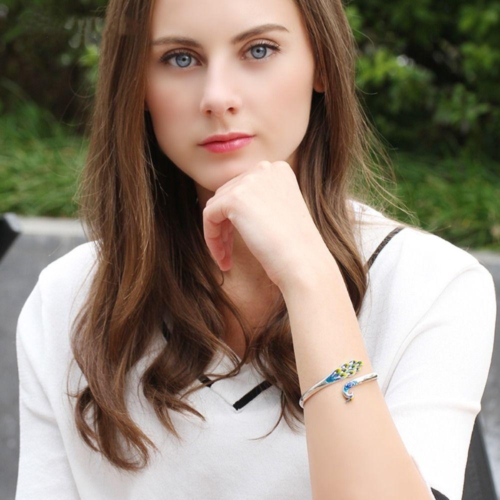 Hollow Peacock Opening Bracelet Hand Jewelry Ethnic Style Bracelet  Jewelry Gifts