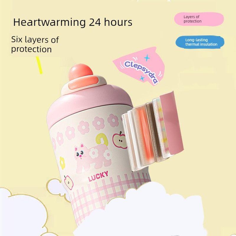 Large-Capacity Thermos Cup for Women 2025 New Coffee Cup Kidsren's Straw Cup Student School Double Drinking Cup