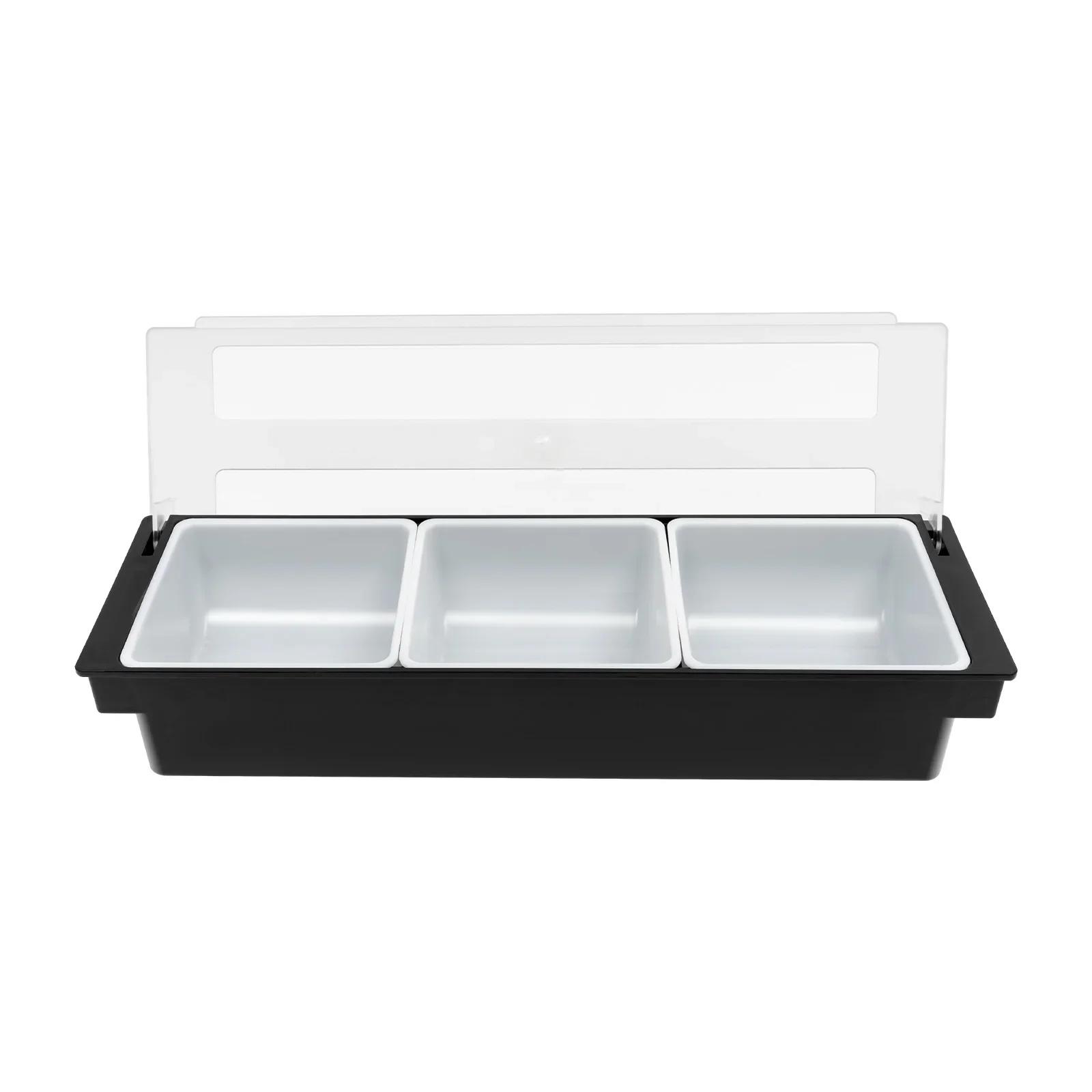 

Многосекционный диспенсер для приправ, Охлаждаемый поднос для еды Салат-бар, Органайзер для барной стойки с подносом для приправ, для дома, офиса/ресторана, салатов чёрный