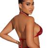 Deep V perspective sexy lace women's three-point seduction sexy backless sexy lingerie