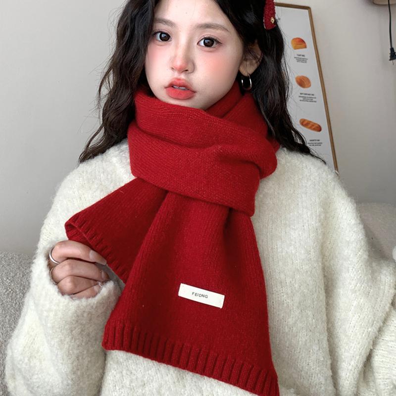 2025 Autumn And Winter  Korean Version Ing Style Solid Color Scarf Student Warm Knitted Versatile Couple Scarf