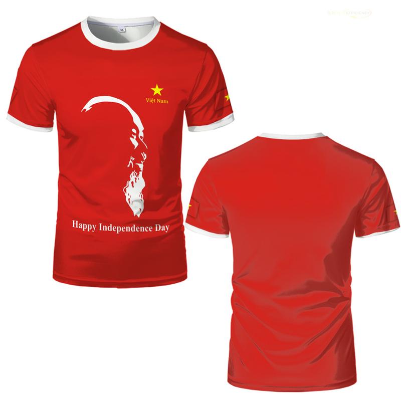 Vietnam Independence Day Flag Pattern T-shirt Fashion Summer Emblem 3D Printed Short Sleeve Top Men's Casual Comfortable Round Neck Clothing