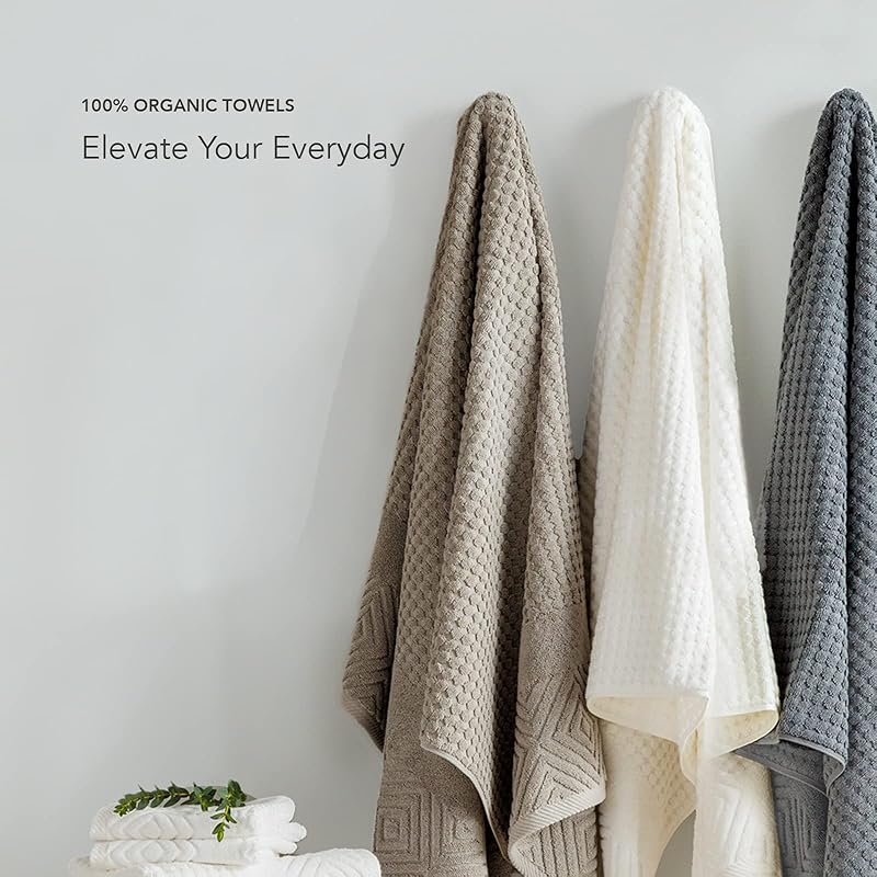 Texere 100% Organic Cotton 700 GSM Luxury Bath Towel Sets - Ultra Soft Hotel and Spa Quality, 2 Large Bath Towels, 2 Han 6 Piece
