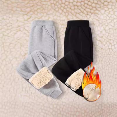 Winter Boys Girls Thick Warm Pants Children's Lambswoolen Trousers Big Kids Casual Padded Plush Velvet Snow Sweatpants