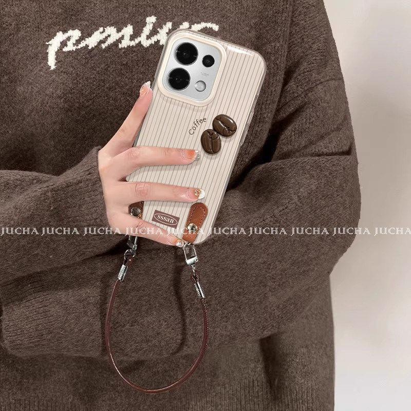 Applicable to opporeno11pro mobile phone case, new creative OppO high-end women's line three-dimensional coffee beans
