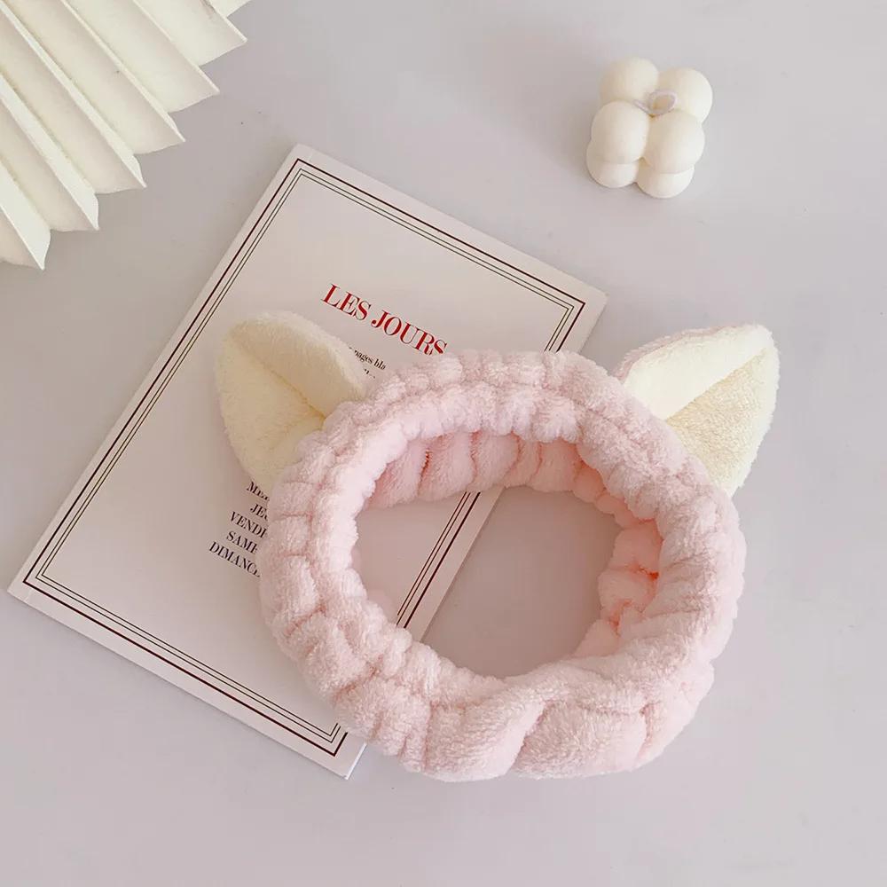 

Women Coral Fleece Elastic Hair BandsSoft Wash Face Hairbands Bow Headband Hair Accessories Girls Sweet Cute Headwear Ornaments светло-розовый
