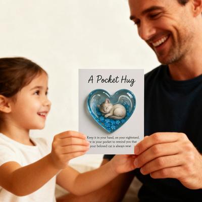 Yousheng Kedi Anma Cep Sarılması İlham Veren Kart ile Duygusal Destek Sevgi Kalp Şeklinde Kedi Cep Jetonu Dekorasyonu Kedi Sahipleri Hatıra Hediyesi