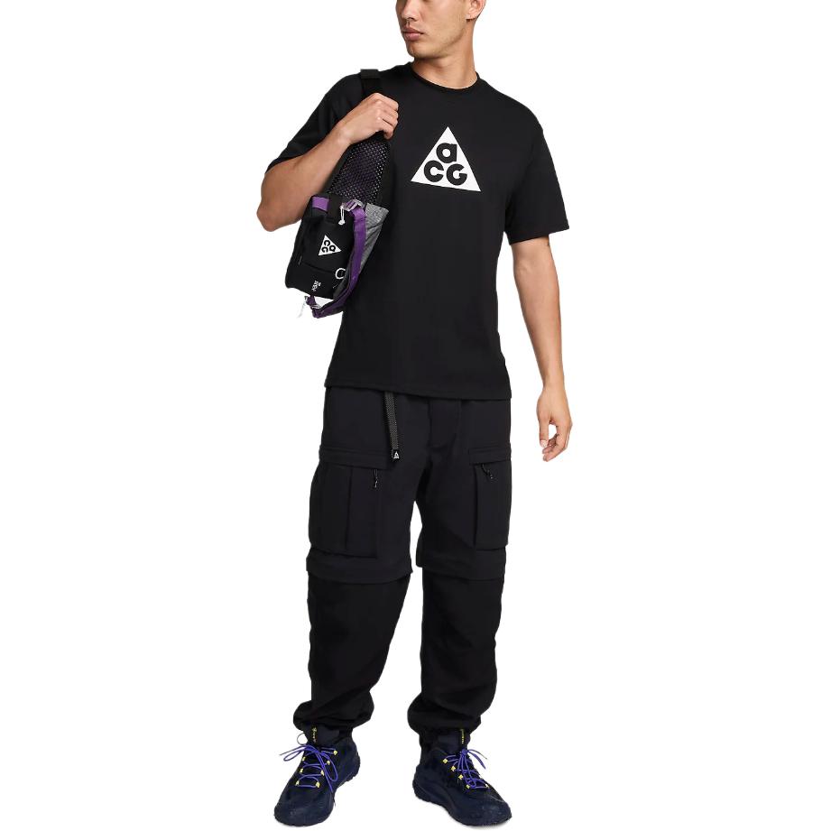 Nike ACG T Shirts Men's Black Crew Neck Moderate Straight Fit FQ3741-010