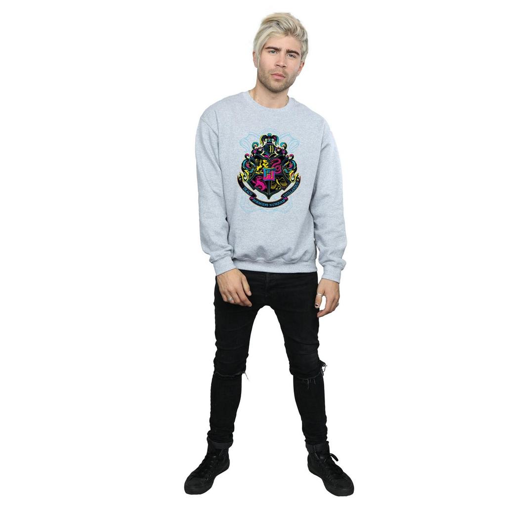 HARRY POTTER Mens Neon Hogwarts Crest Sweatshirt