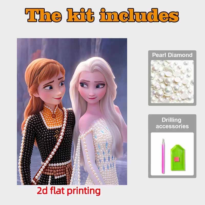 Disney Pearl Painting Frozen Anna and Elsa Sisters 5D DIY Pearl Picture Crafts for Adults/Beginners Gift Ideas Home Decor