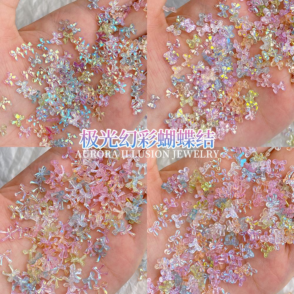 Mixed Butterfly Knot Nail Accessories Internet Celebrity Mini Aurora Illusion 3D Tie DIY
