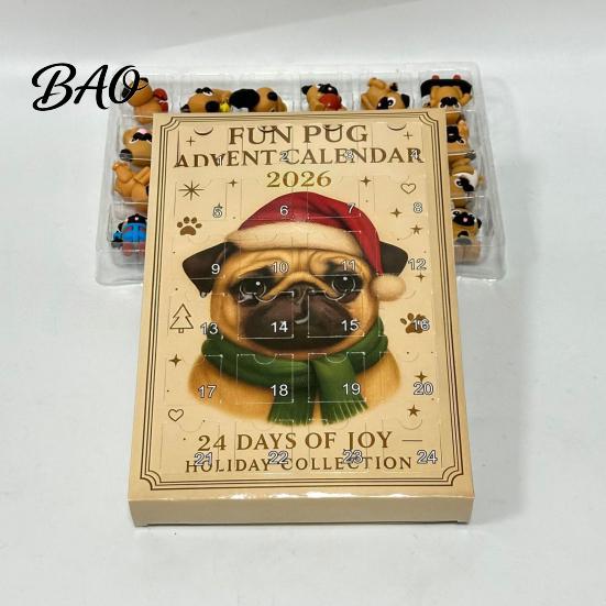 Niedliche Tier-Spielzeugsammlung 2026 Eule/Hund Adventskalender, 24 Tage Countdown bis Weihnachten mit Mini-Miniatur-Set Figuren-Ornamenten, PVC Sammlerstück