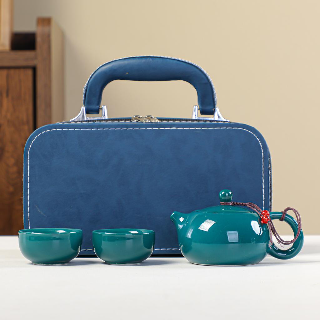 Kung Fu Travel Tea Set Ceramic Complete Outdoor Portable Tea Set Gifts One Pot, Two Cups, Four Cups