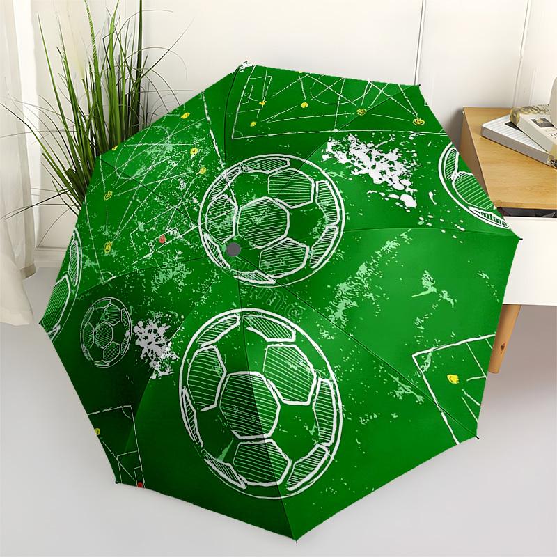 1pc Soccer Field Pattern Design Umbrella with Plastic Handle,Vibrant Cartoon Pattern,Multi-functional UmbrellaPT157