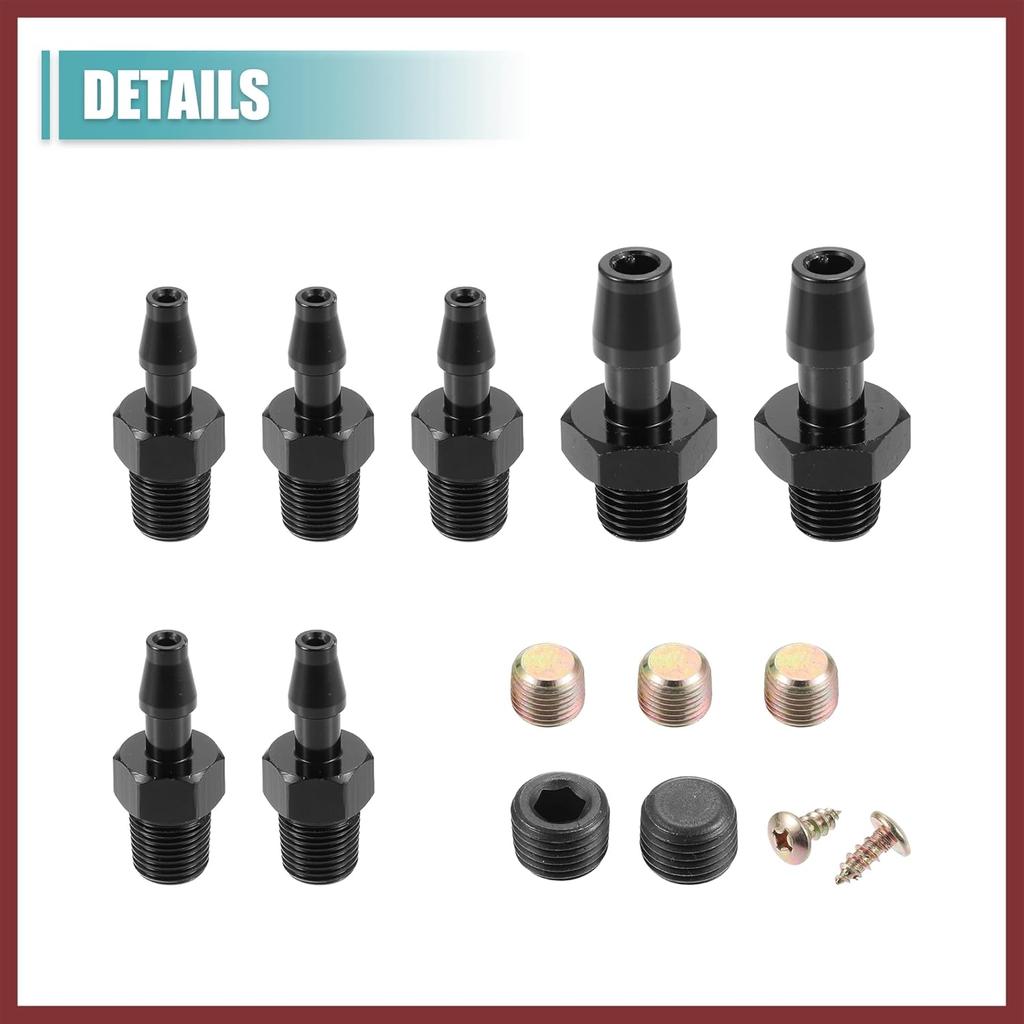 Universal Vacuum Manifold Kit 1/8" Ports 1/2" Interfaces Block Intake Manifold for Car Fuel Gas Wastegate Turbo Boost Replace Parts