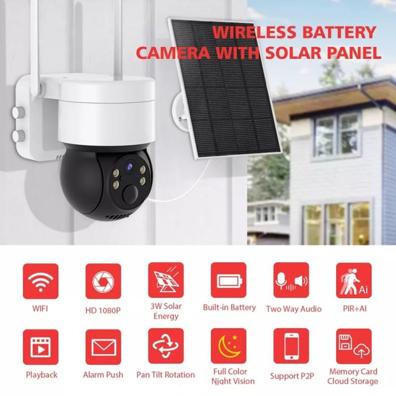 ICSEE WIFI-Überwachungs-Solar-PTZ-Kamera, farbenfrohe Nachtsicht, Zwei-Wege-Audio, PIR-Erkennung, Outdoor, IP66 wasserdicht, Solarstrom-Sicherheits-IP-Kamera