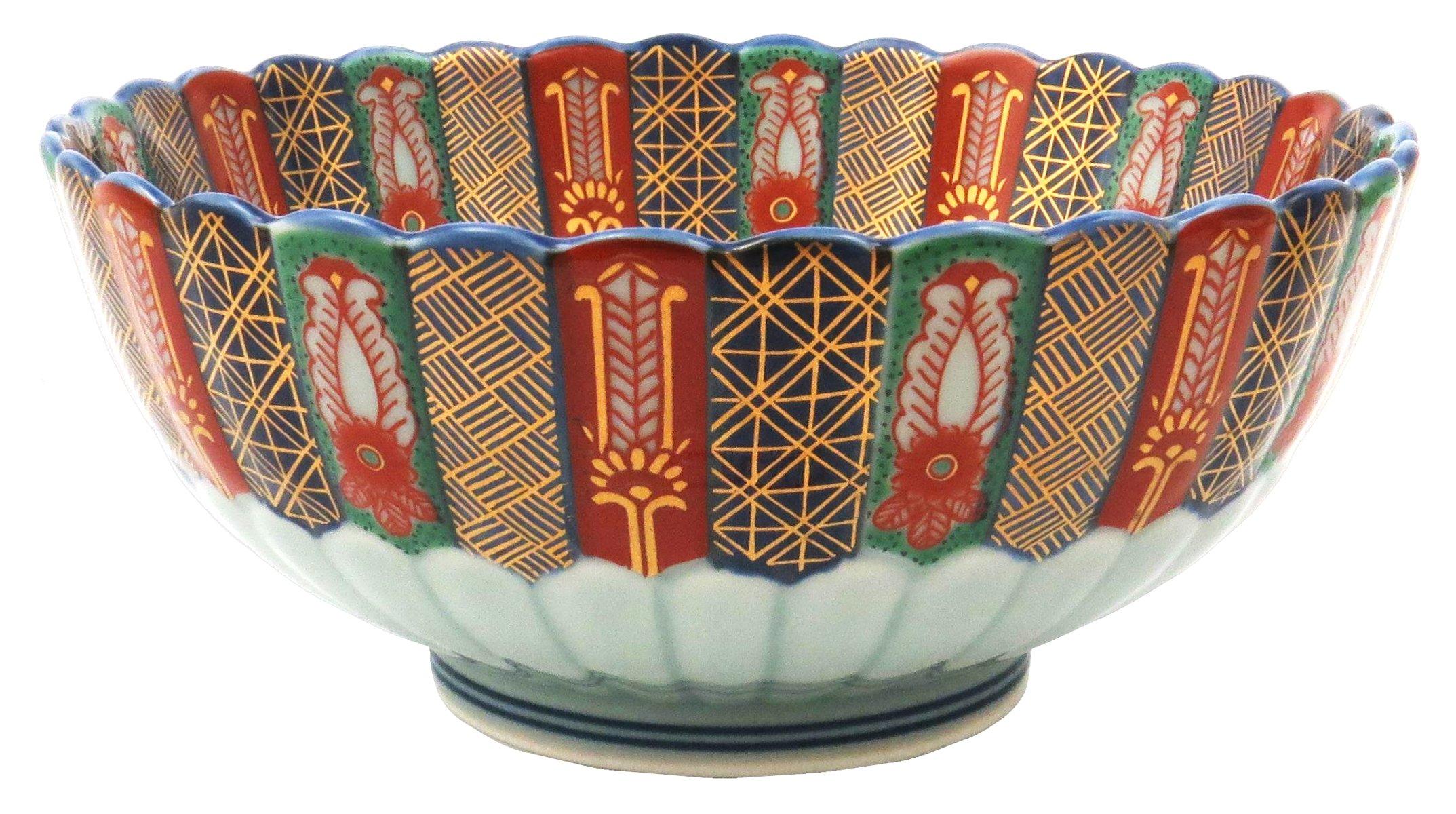 

Hasami ware, Hayashikuro kiln, gorgeous Ko-Imari style small bowl with dyed brocade pattern, 009002-650