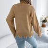 Women's Casual Color V-Neck Cable Knit Long Sleeve Sweater for Everyday Wear