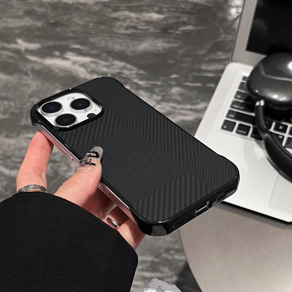 Ultradünne Rahmenlose Beschichtung Karbonfaser Muster Hülle Für iPhone 16 16E 15 14 Plus 13 12 Pro Max Luxuriöse Matte Kühlhülle