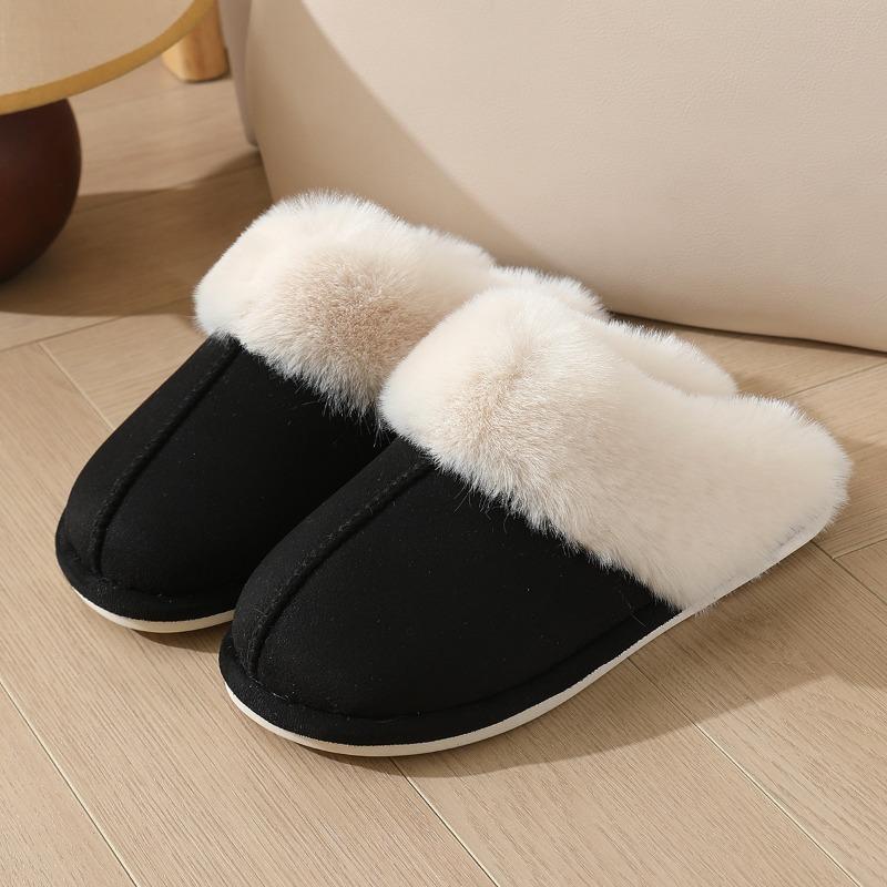 

Cotton slippers women s autumn and winter velvet home bag head indoor non-slip home cotton slippers 44-45 чёрный