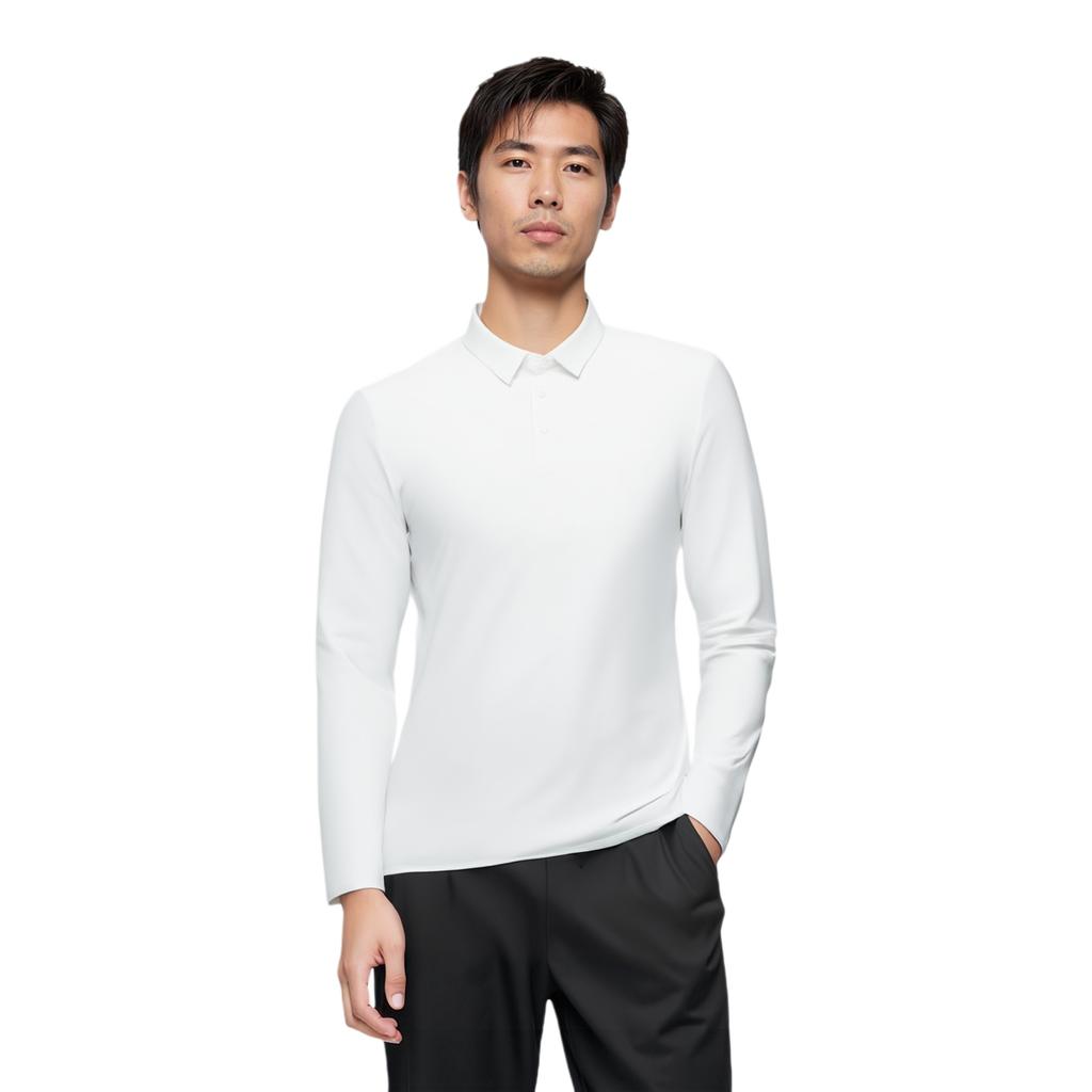 Anta Champion All-Weather Series Solid Color Comfortable Breathable Versatile Moisture-Wicking Long Sleeve Knit Top Men Tops Paper-White 152520402-4