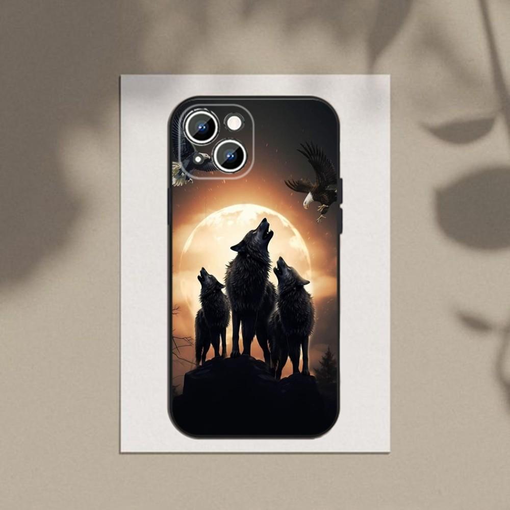 Die Wolf Handyhülle Handyhülle Für Apple iPhone 15,14,13,12,11,XS,XR,X,8,7,Pro,Max,Plus,mini Silikon Schwarze Hülle