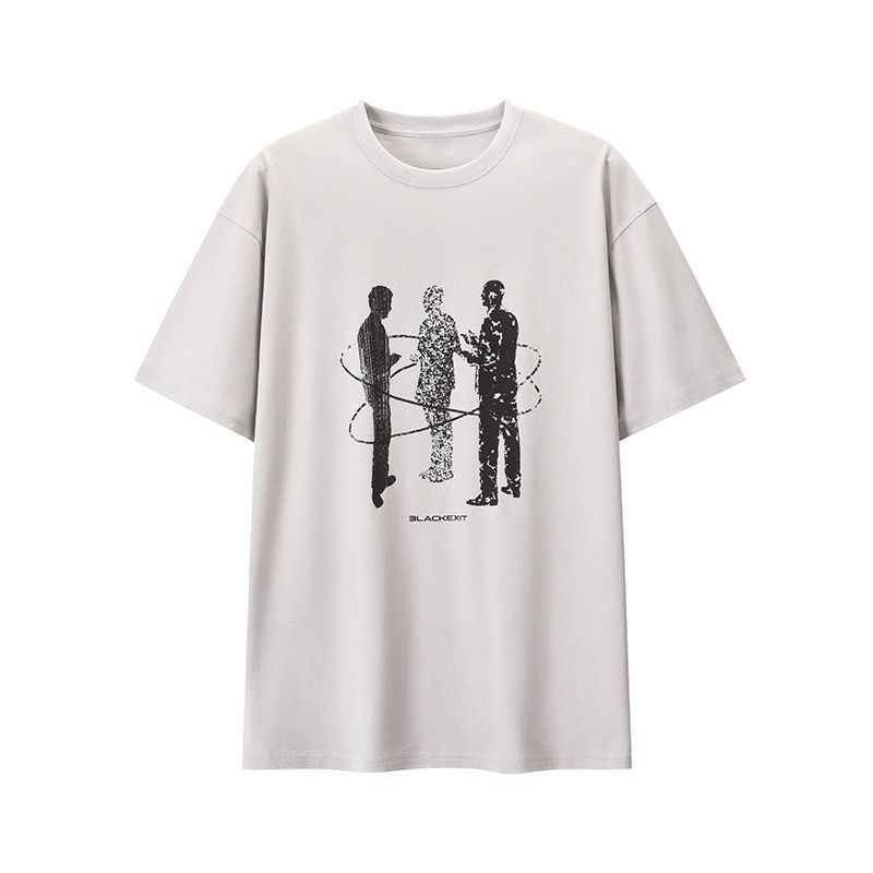 Black of Exit American Fancy Virtual Portrait Loose T-shirt Cotton High Street Fashion Brand Round Neck Short Sleeve Men and Women