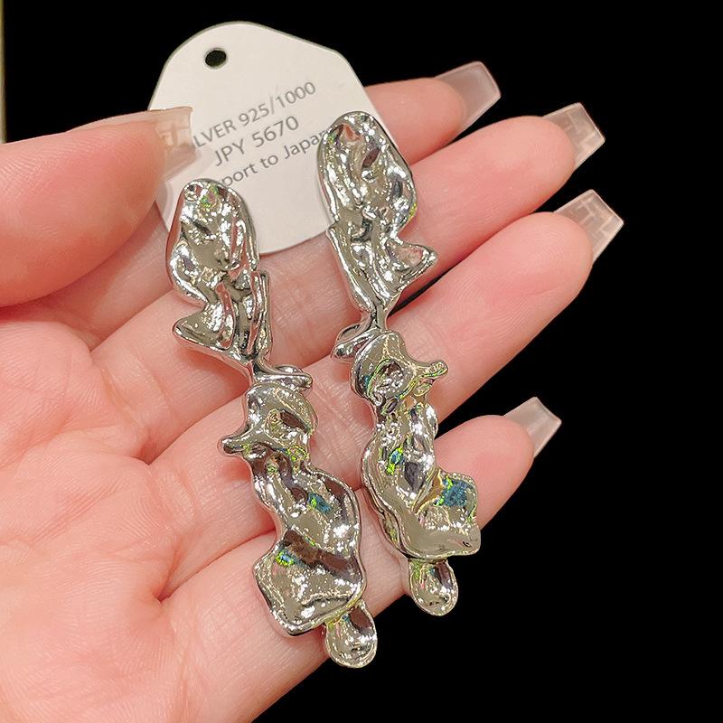 Exaggerated Irregular Fold Metal Splicing Earrings for Women Personality Dangle Earrings Wedding Party Jewelry Sets Gift