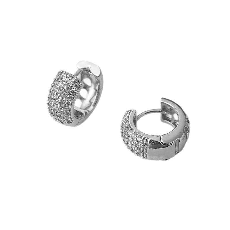 Luxury AAAA Zirconia Round Huggie Hoop Earrings For Women Geometric Ear Buckle Wedding Engagement Party Trendy Classic Zircon