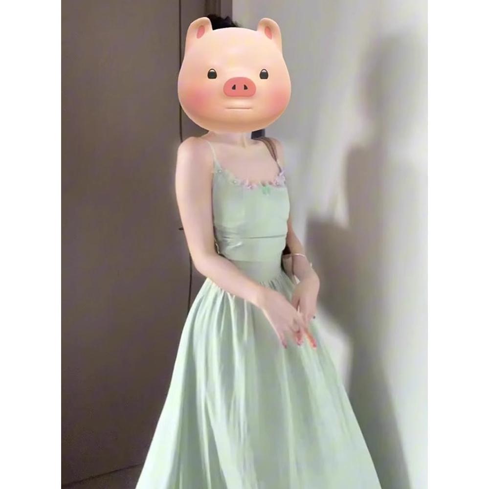 

Летняя атмосфера маленькая юбка морской отдых платье на бретелях халтер женское летнее новое французский темперамент длинное платье L- (recommended 100-55kg)