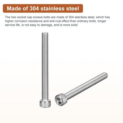 DTGN M6x60mm Socket Head Cap Bolts, Set of 5, 304 Stainless Steel, 18-8 Metric Thread, Hex Drive, Bright Finish, UNC Coarse Thread, Fully Threaded