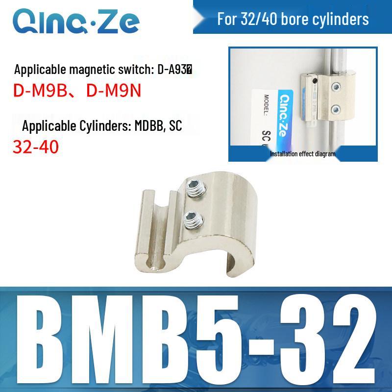 Zylinder SC CS1-F U mit Magnet schalterhalterung CMSG, Befestigungswinkel MBB und Zylinderzubehör D-A93 SU.