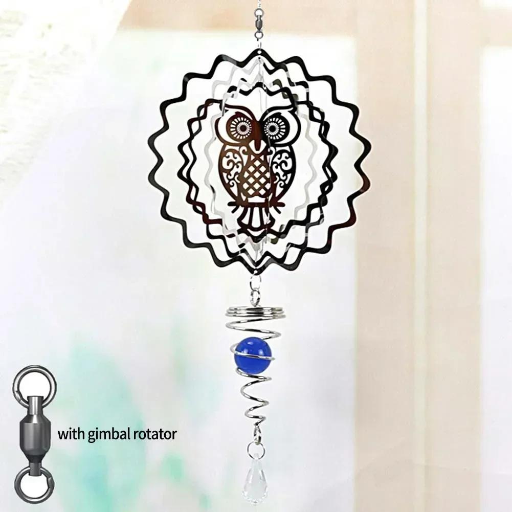 

50/58cm Chimes Wind Spinner Stainless Steel 3D Metal Home Outdoor Garden Decor Rotating With Wind For Home Door Decor