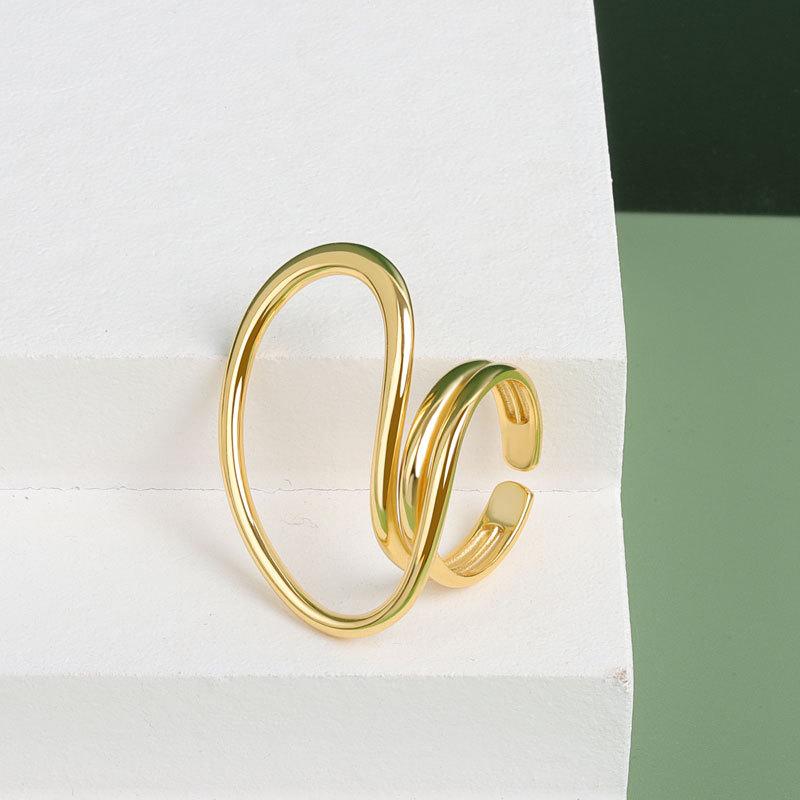 Fashion Personalized Index Finger Ring Niche Design Geometric Twist Open Ring Temperament Retro Couple Ring for Girlfriend Simple Geometric Ring