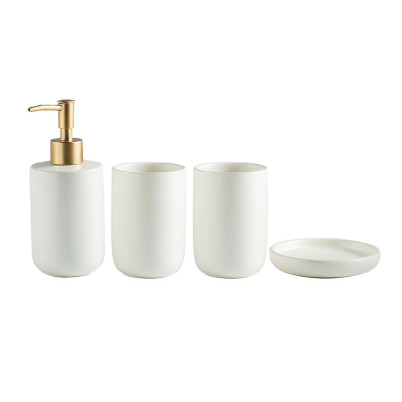 652F Badkamer Wastafelblad Accessoires Sets Lotion Dispenser Zeep Tandenborstelhouder Zeepbakje Moderne Decoratie