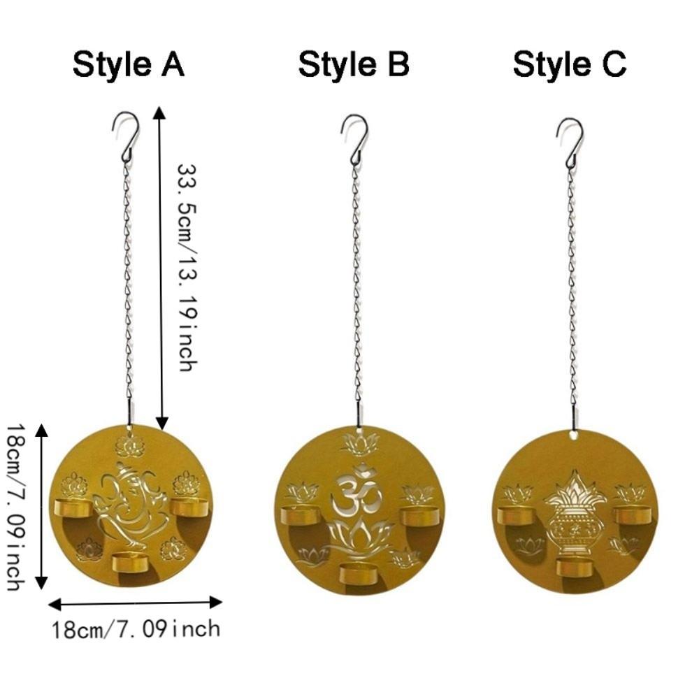 Iron Diwali Candle Holder Golden Finish Wall Candle Stand Candlestick Diwali Festival Decor