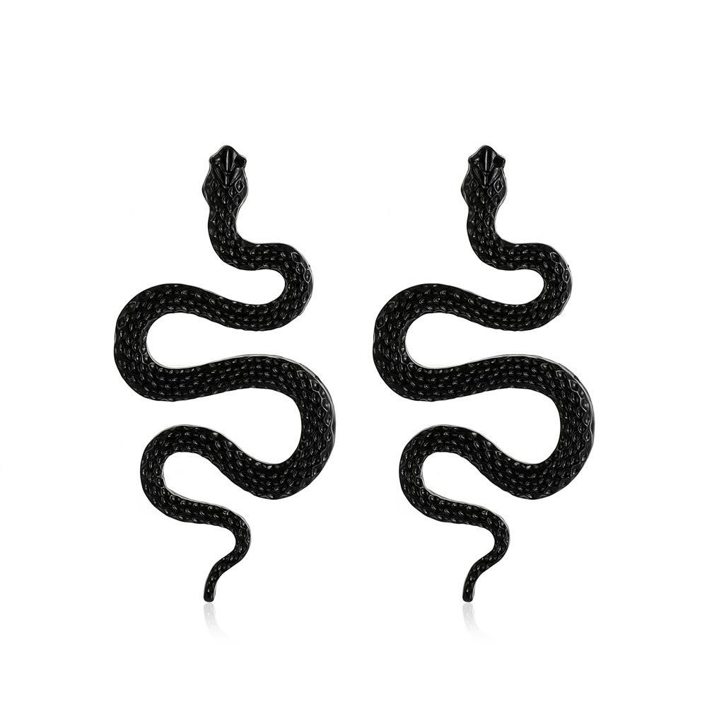 Gold & Black Snake Earring Collection, Assorted Serpent-Shaped Statement Drop Earrings for Women