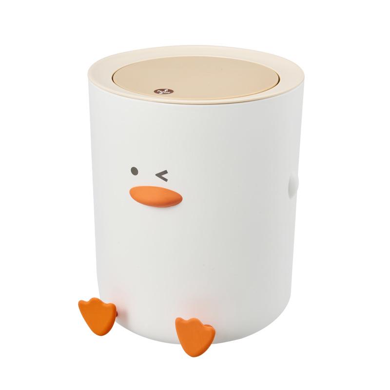 Push Top Trash Can - Cream Style Light Luxury High-End Waste Basket with Lid for Living Room