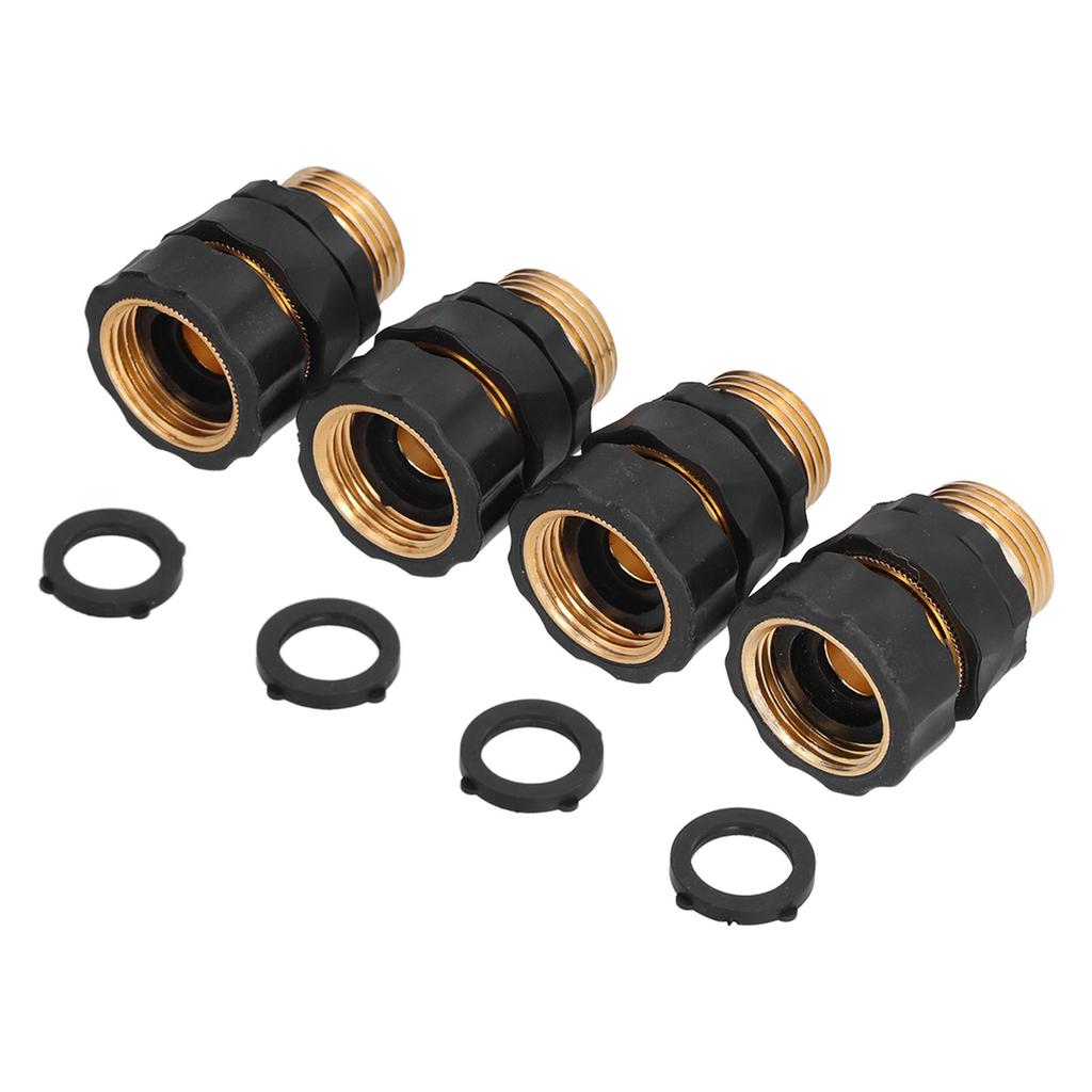 4Pcs Garden Hose Quick Connector Brass High Hardness Durable No Leakage Easy Reliable Garden Hose Fittings