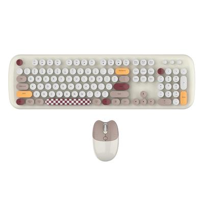 MOFII 2.4G Wireless Keyboard and Mouse Combo Retro Wireless Keyboard with Round Key Keycap Spanish Gaming Keyboard and Mouse Kit