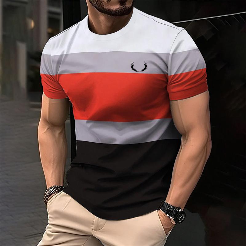 Simple Striped 3D Printed T Shirts For Men Fashion Summer Short Sleeve 3D Printed Kids T-shirts Casual Daily Wear Loose Tees