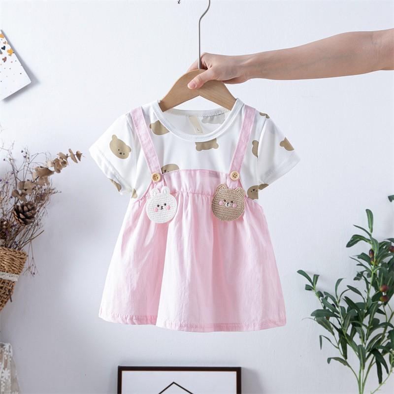 Toddler Girl Dresses Casual Short-sleeve Straps Cute Floral Sundress Summer