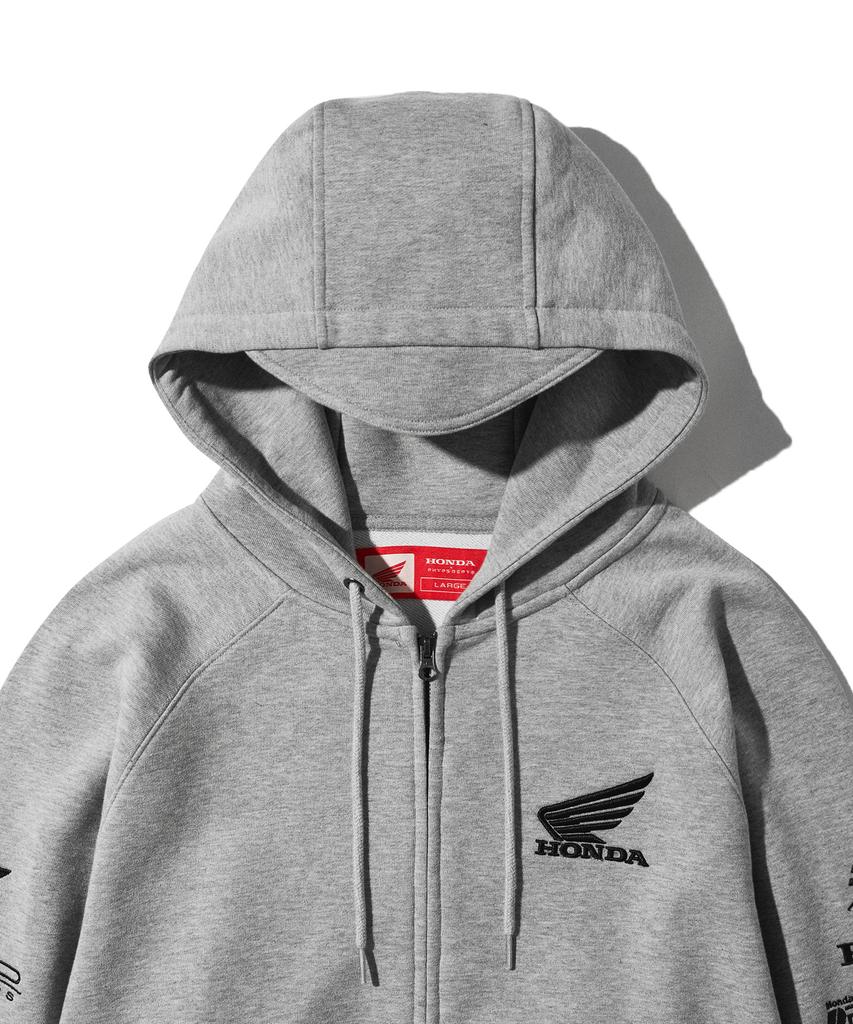 Phyps Motorcycle Honda Racing Hoodie Cap Zip-Up_Gray