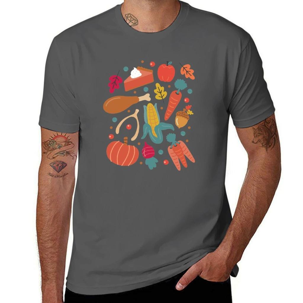 Thanksgiving Dinner TShirt Summer Print Short Sleeve Tee