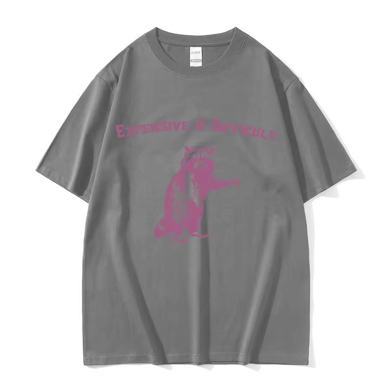 2025 Summe Expensive  Difficult Raccon Funny Meme T Shirt Mens Women Retro Harajuku Fashion 100 Pure Cotton Printed Tshirt