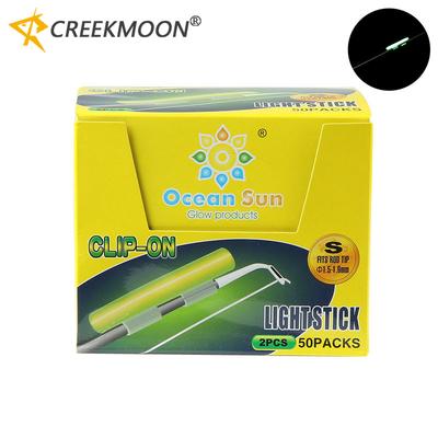 50packs (100pcs) SS S M L XL XXL Night Fishing Luminous Fluorescent Light Stick Snap Clip On Fishing Rod Tip Glow Stick