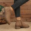 Large size French suede short tube thick heel fashion boots New versatile casual foot cover pointed leather boots