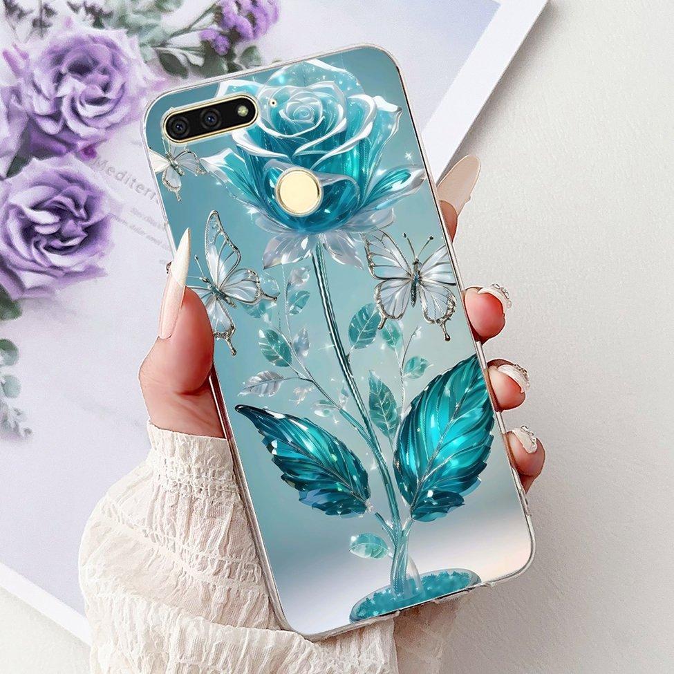 For Huawei Y6 Prime 2018 Case Clear Cute Fashion Flowers Luxury Painted Cover For Huawei Y6Prime 2018 Phone Case ATU-L42 ATU-L31